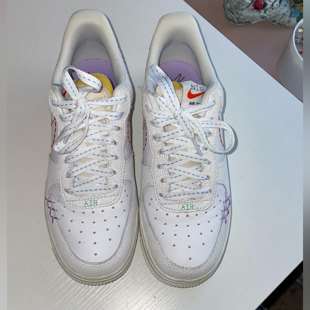 Colorful stitching Air Force ones